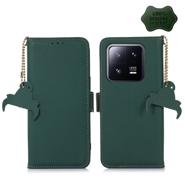 For Xiaomi 13 Pro Genuine Leather Magnetic RFID Leather Phone Case(Green) - 13 Pro Cases by PMC Jewellery | Online Shopping South Africa | PMC Jewellery