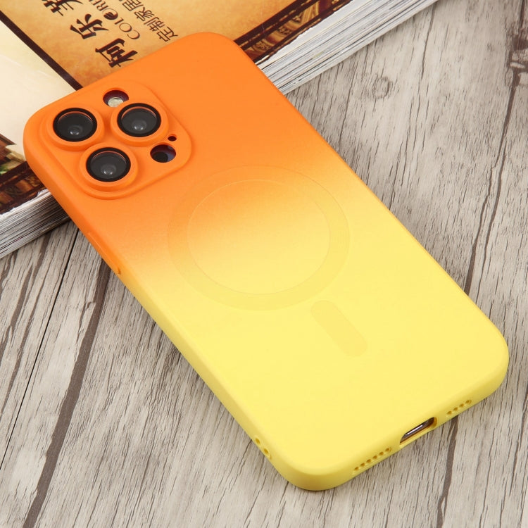 For iPhone 14 Liquid TPU Silicone Gradient MagSafe Phone Case(Orange Yellow) - iPhone 14 Cases by PMC Jewellery | Online Shopping South Africa | PMC Jewellery