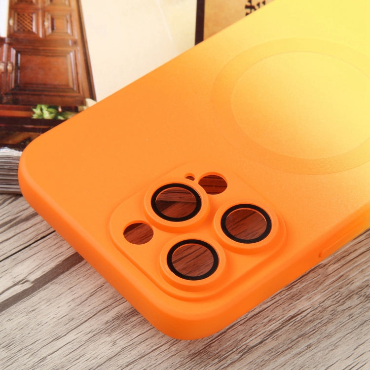 For iPhone 14 Liquid TPU Silicone Gradient MagSafe Phone Case(Orange Yellow) - iPhone 14 Cases by PMC Jewellery | Online Shopping South Africa | PMC Jewellery