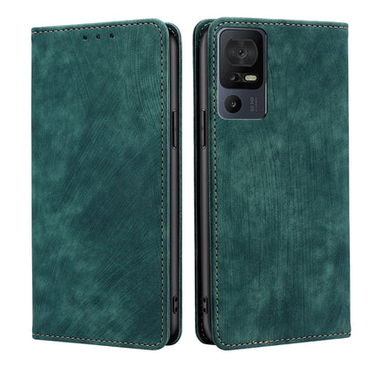 For TCL 40 SE RFID Anti-theft Brush Magnetic Leather Phone Case(Green) - More Brand by PMC Jewellery | Online Shopping South Africa | PMC Jewellery