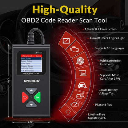 KINGBOLEN YA100 OBD2 Car Engine Fault Diagnosis Tool - Code Readers & Scan Tools by PMC Jewellery | Online Shopping South Africa | PMC Jewellery