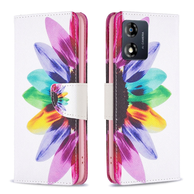 For Motorola Moto E13 4G Colored Drawing Pattern Leather Phone Case(Sun Flower) - free shipping - PMC TechLife - Order now!