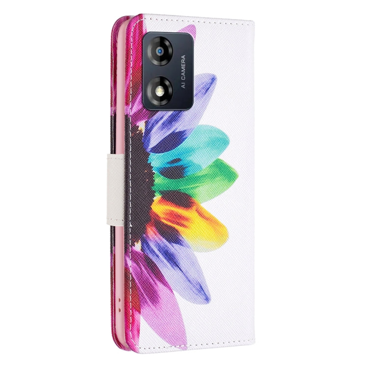 For Motorola Moto E13 4G Colored Drawing Pattern Leather Phone Case(Sun Flower) - Motorola Cases by PMC Jewellery | Online Shopping South Africa | PMC Jewellery