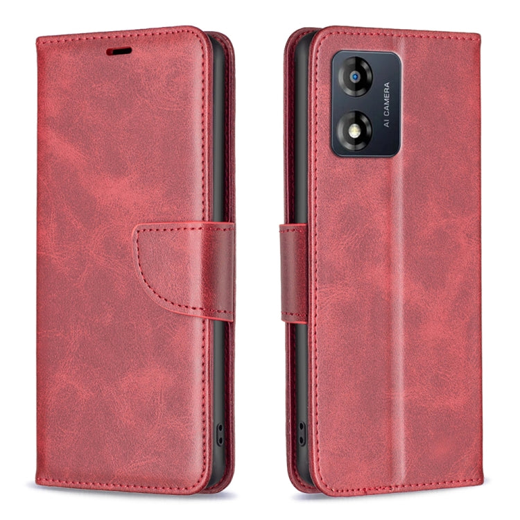 For Motorola Moto E13 4G Lambskin Texture Leather Phone Case(Red) - Motorola Cases by PMC Jewellery | Online Shopping South Africa | PMC Jewellery