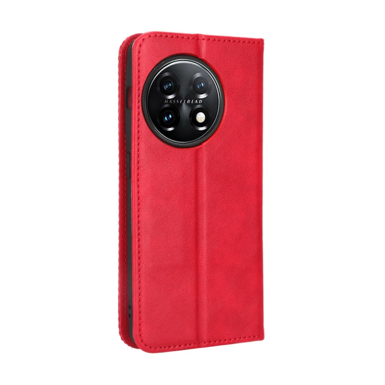 For OnePlus 11 5G Magnetic Buckle Retro Texture Leather Phone Case(Red) - free shipping - PMC TechLife - Order now!