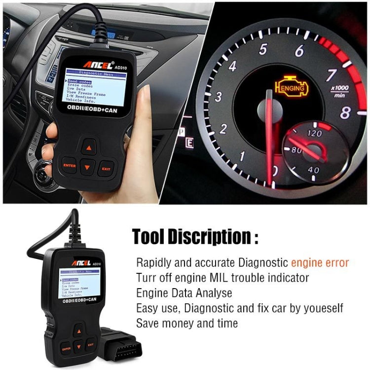 Ancel AD310 CAN OBD2 Car Engine Fault Diagnosis Tool - Code Readers & Scan Tools by PMC Jewellery | Online Shopping South Africa | PMC Jewellery