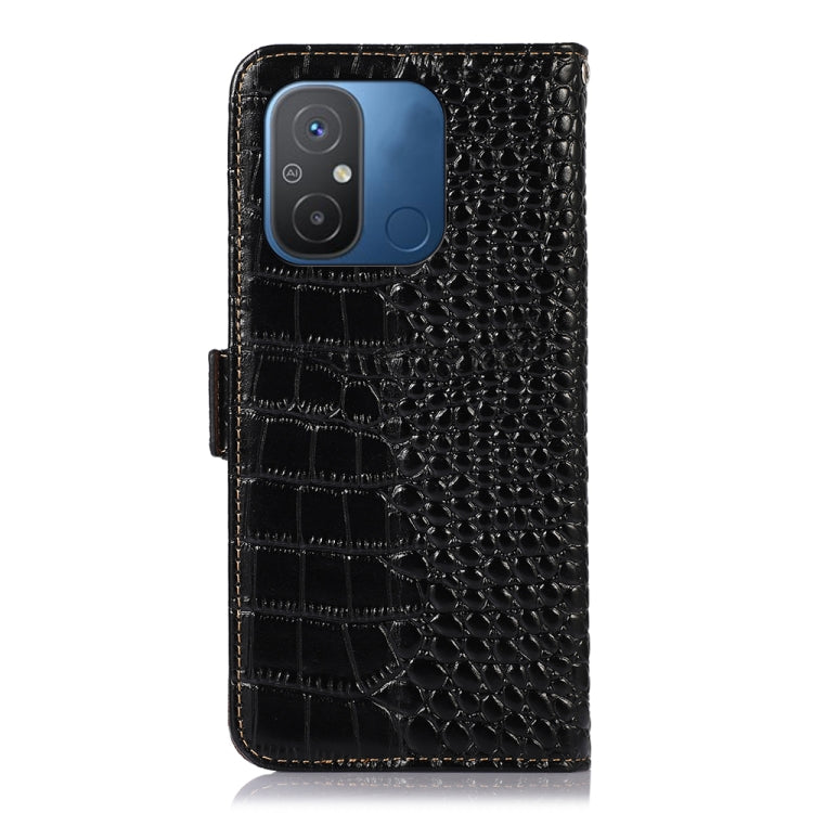 For Xiaomi Redmi 12C / 11A Crocodile Top Layer Cowhide Leather Phone Case(Black) - Xiaomi Cases by PMC Jewellery | Online Shopping South Africa | PMC Jewellery