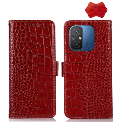 For Xiaomi Redmi 12C / 11A Crocodile Top Layer Cowhide Leather Phone Case(Red) - Xiaomi Cases by PMC Jewellery | Online Shopping South Africa | PMC Jewellery