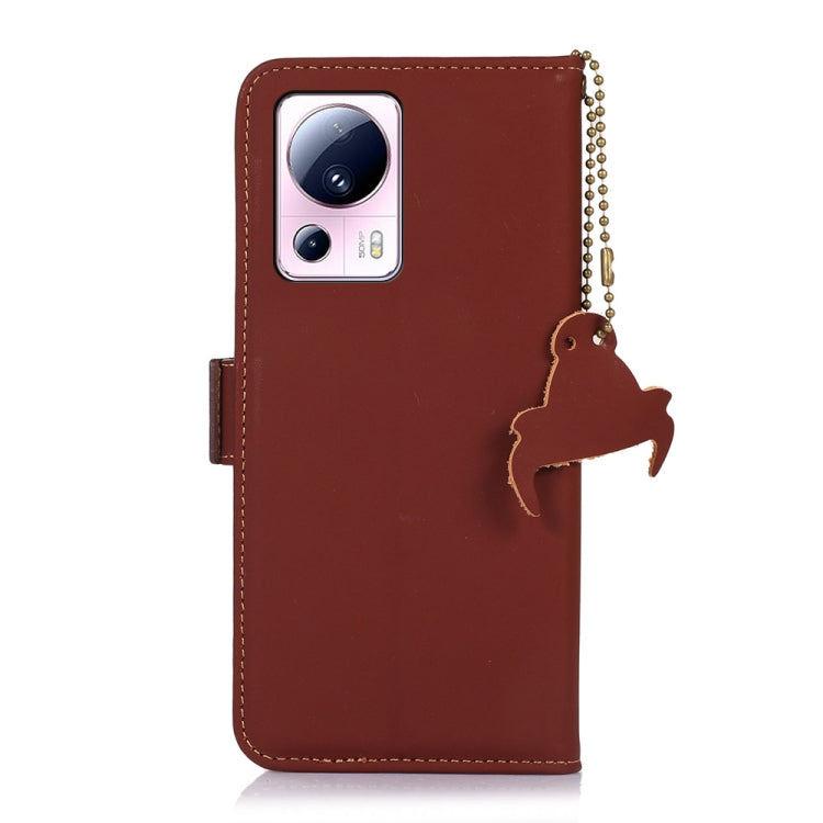 For Xiaomi 13 Lite / Civi 2 Genuine Leather Magnetic RFID Leather Phone Case(Coffee) - 13 Lite Cases by PMC Jewellery | Online Shopping South Africa | PMC Jewellery