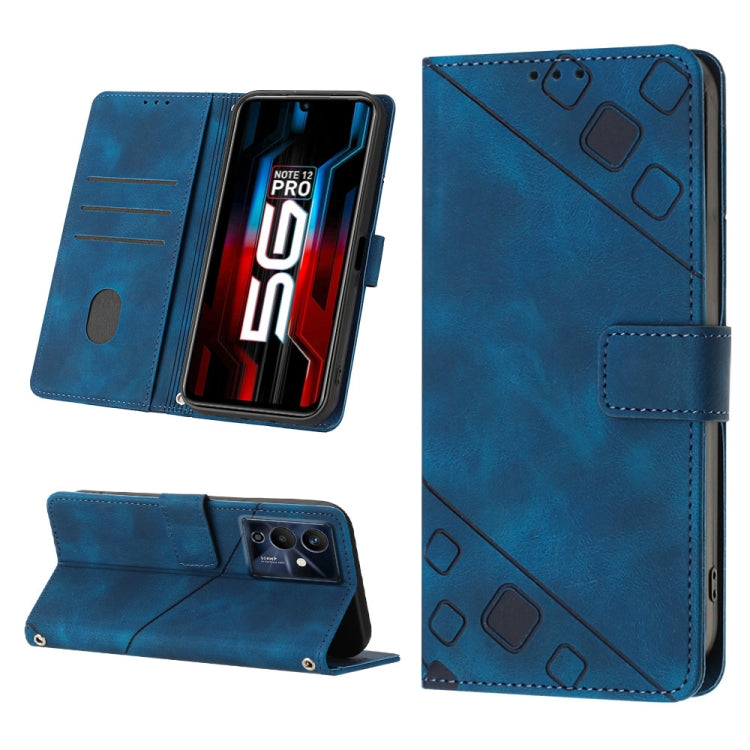 For Infinix Note 12 5G / Note 12 Pro 5G Skin-feel Embossed Leather Phone Case(Blue) - Infinix Cases by PMC Jewellery | Online Shopping South Africa | PMC Jewellery