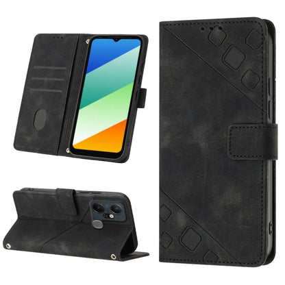 For Infinix Smart 6 Plus X6823 Skin-feel Embossed Leather Phone Case(Black) - Infinix Cases by PMC Jewellery | Online Shopping South Africa | PMC Jewellery