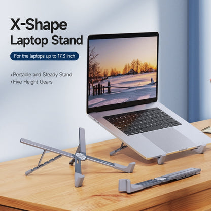 DUX DUCIS Foldable X-shaped Aluminum Laptop Stand(Lead Color) - MacBook Holder by DUX DUCIS | Online Shopping South Africa | PMC Jewellery