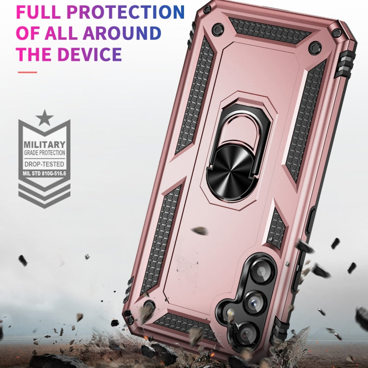 For Samsung Galaxy A34 Shockproof TPU + PC Phone Case with Holder(Rose Gold) - free shipping - PMC TechLife - Order now!