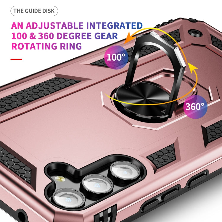 For Samsung Galaxy A34 Shockproof TPU + PC Phone Case with Holder(Rose Gold) - free shipping - PMC TechLife - Order now!