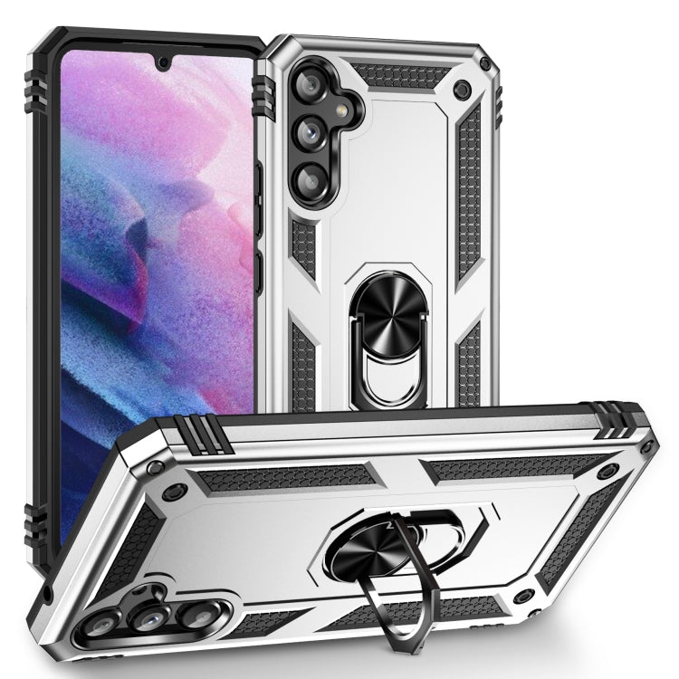 For Samsung Galaxy A34 Shockproof TPU + PC Phone Case with Holder(Silver) - free shipping - PMC TechLife - Order now!