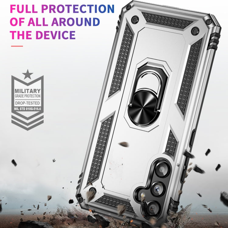 For Samsung Galaxy A34 Shockproof TPU + PC Phone Case with Holder(Silver) - free shipping - PMC TechLife - Order now!