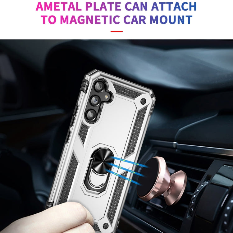 For Samsung Galaxy A34 Shockproof TPU + PC Phone Case with Holder(Silver) - free shipping - PMC TechLife - Order now!