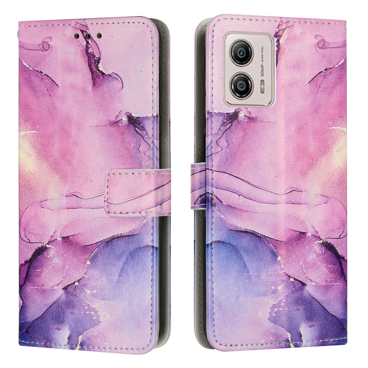 For Motorola Moto G53 5G/G13 4G/G23 4G Painted Marble Pattern Leather Phone Case(Purple) - Motorola Cases by PMC Jewellery | Online Shopping South Africa | PMC Jewellery