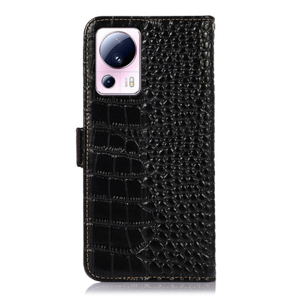 For Xiaomi 13 Lite / Civi 2 Crocodile Top Layer Cowhide Leather Phone Case(Black) - 13 Lite Cases by PMC Jewellery | Online Shopping South Africa | PMC Jewellery