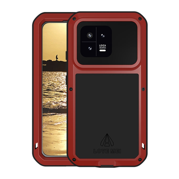 For Xiaomi 13 LOVE MEI Metal Shockproof Life Waterproof Dustproof Phone Case(Red) - 13 Cases by LOVE MEI | Online Shopping South Africa | PMC Jewellery