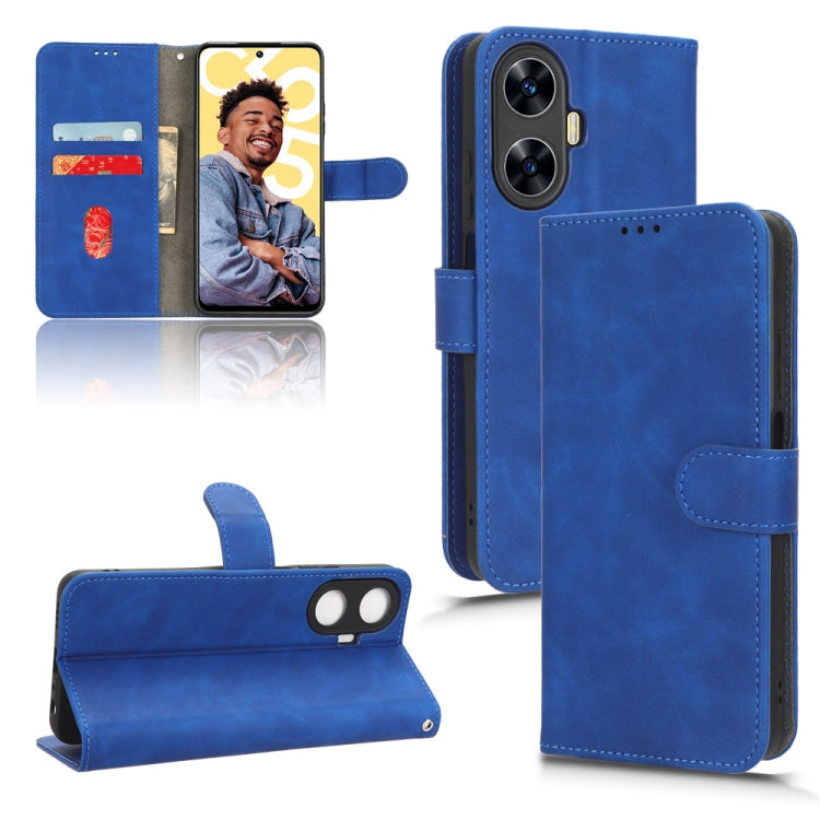 For Realme C55 Skin Feel Magnetic Flip Leather Phone Case(Blue) - Realme Cases by PMC Jewellery | Online Shopping South Africa | PMC Jewellery