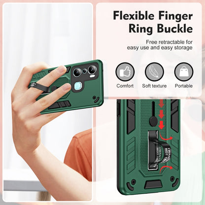 For Infinix Hot 20i X665E Variety Brave Armor Finger Loop Holder Phone Case(Green) - Infinix Cases by PMC Jewellery | Online Shopping South Africa | PMC Jewellery