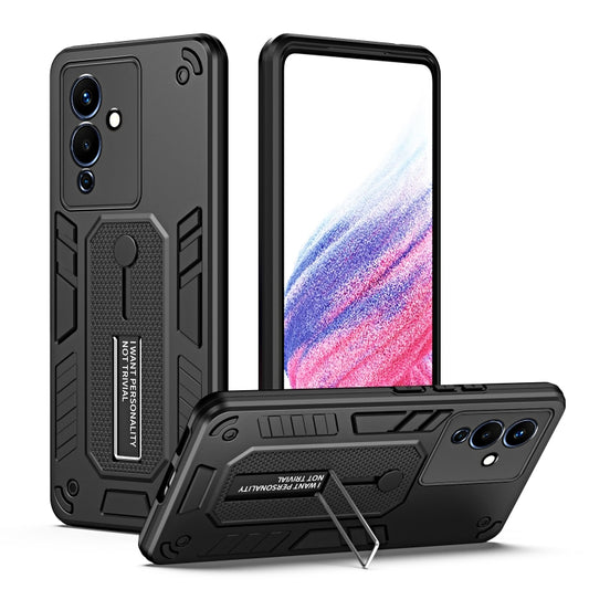 For Infinix Note 12 G96 Variety Brave Armor Finger Loop Holder Phone Case(Black) - Infinix Cases by PMC Jewellery | Online Shopping South Africa | PMC Jewellery