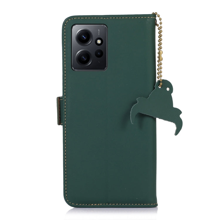 For Xiaomi Redmi Note 12 4G Global Genuine Leather Magnetic RFID Leather Phone Case(Green) - Note 12 Cases by PMC Jewellery | Online Shopping South Africa | PMC Jewellery