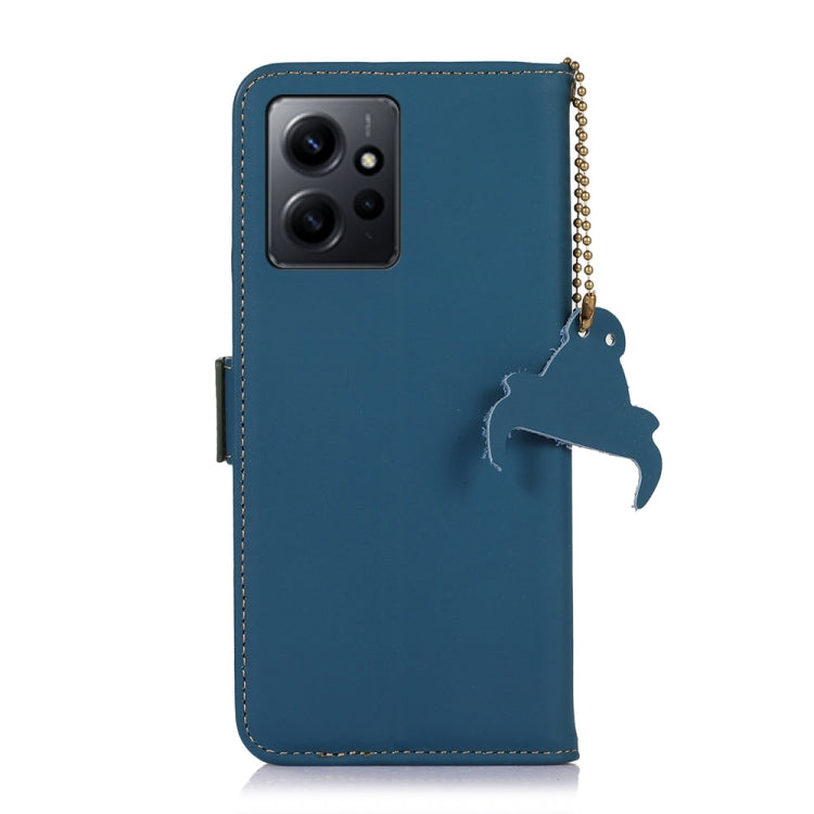 For Xiaomi Redmi Note 12 4G Global Genuine Leather Magnetic RFID Leather Phone Case(Blue) - Note 12 Cases by PMC Jewellery | Online Shopping South Africa | PMC Jewellery