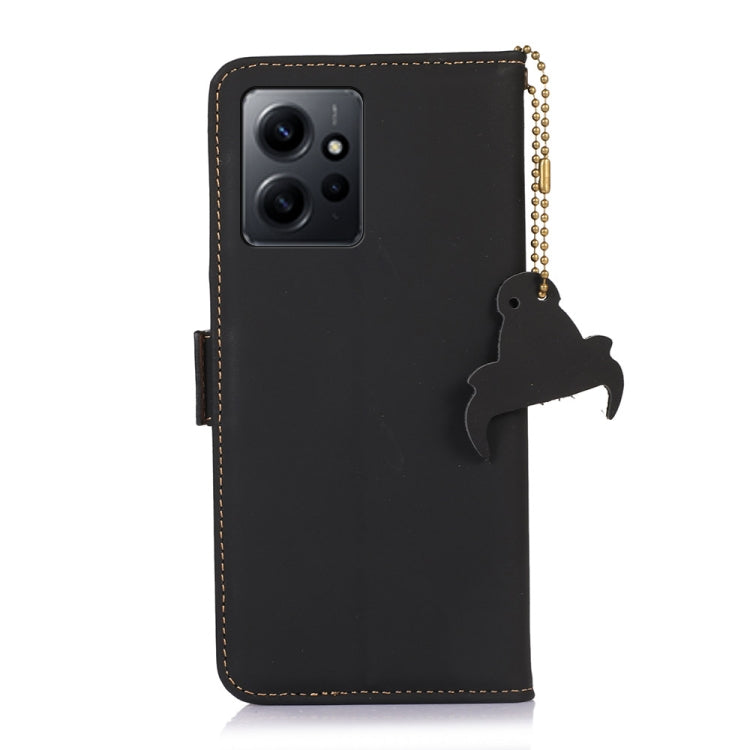 For Xiaomi Redmi Note 12 4G Global Genuine Leather Magnetic RFID Leather Phone Case(Black) - Note 12 Cases by PMC Jewellery | Online Shopping South Africa | PMC Jewellery