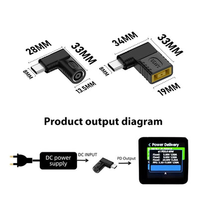 For Lenovo Square Port 65W DC Input to USB-C / Type-C PD Power Adapter - Cable & Adapters by PMC Jewellery | Online Shopping South Africa | PMC Jewellery