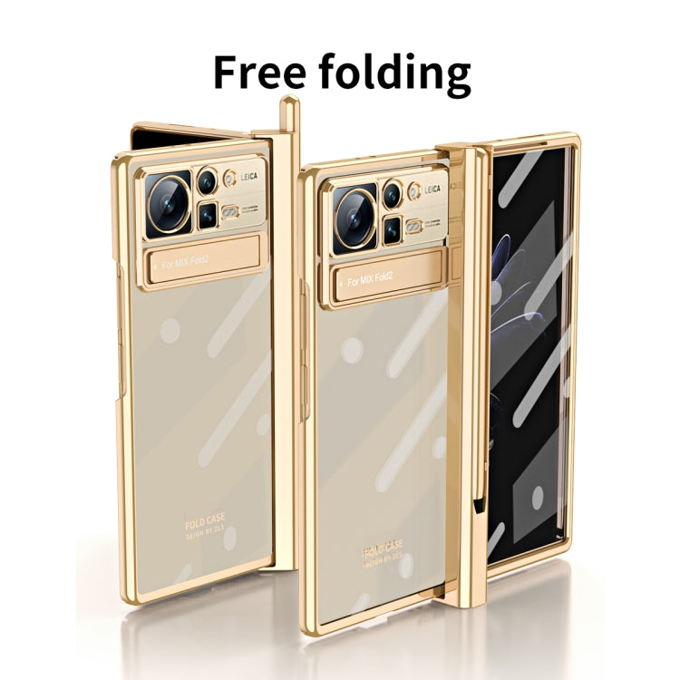 For Xiaomi Mix Fold 2 Electroplated Hinge Transparent Phone Case with Pen Slot(Black) - Xiaomi Cases by PMC Jewellery | Online Shopping South Africa | PMC Jewellery