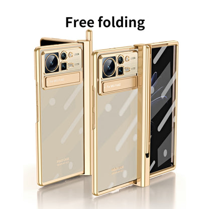 For Xiaomi Mix Fold 2 Electroplated Hinge Transparent Phone Case with Pen Slot(Silver) - Xiaomi Cases by PMC Jewellery | Online Shopping South Africa | PMC Jewellery