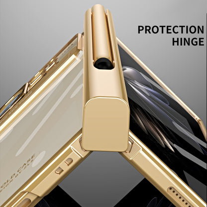 For Xiaomi Mix Fold 2 Electroplated Hinge Transparent Phone Case with Pen Slot(Champagne Gold) - Xiaomi Cases by PMC Jewellery | Online Shopping South Africa | PMC Jewellery