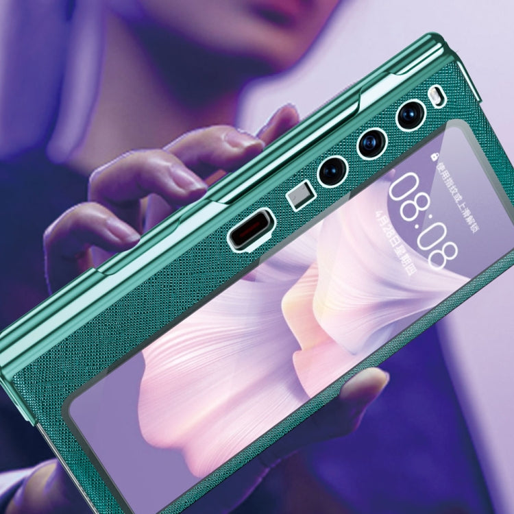 For Huawei Mate Xs 2 integrated Cross Pattern Electroplating All-inclusive Phone Case with Stand(Black) - Huawei Cases by PMC TechLife | Online Shopping South Africa | PMC TechLife | Buy Now Pay Later Mobicred
