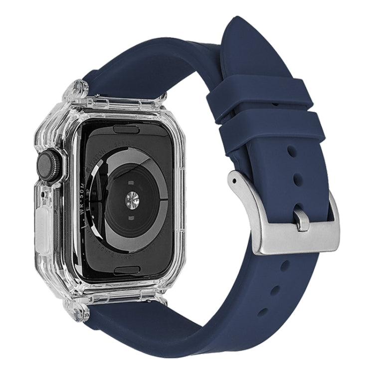 Crystal Clear Polycarbonate Case Silicone Watch Band For Apple Watch Series 8&7 45mm / SE 2&6&SE&5&4 44mm / 3&2&1 42mm(Royal Blue) - Watch Cases by PMC Jewellery | Online Shopping South Africa | PMC Jewellery | Buy Now Pay Later Mobicred