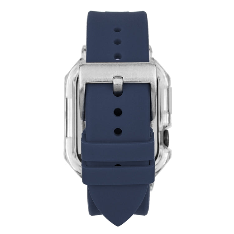 Crystal Clear Polycarbonate Case Silicone Watch Band For Apple Watch Series 8&7 45mm / SE 2&6&SE&5&4 44mm / 3&2&1 42mm(Royal Blue) - Watch Cases by PMC Jewellery | Online Shopping South Africa | PMC Jewellery | Buy Now Pay Later Mobicred