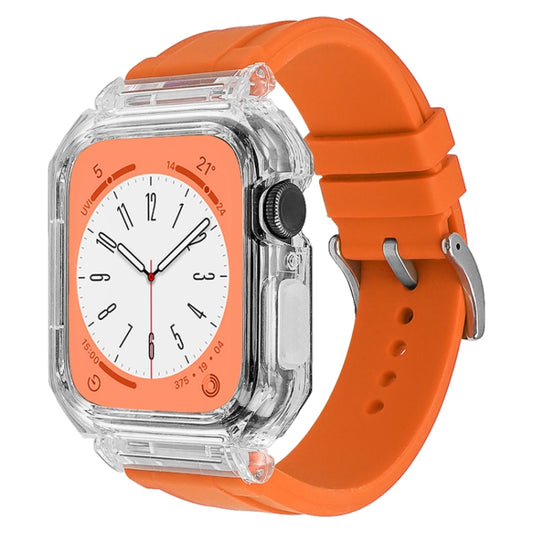 Crystal Clear Polycarbonate Case Silicone Watch Band For Apple Watch Series 8&7 45mm / SE 2&6&SE&5&4 44mm / 3&2&1 42mm(Orange) - Watch Cases by PMC Jewellery | Online Shopping South Africa | PMC Jewellery | Buy Now Pay Later Mobicred