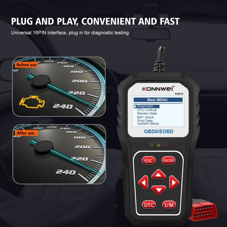 KONNWE KW818 Car OBD2 Bluetooth Fault Detector Diagnostic Tools - free shipping - PMC TechLife - Order now!