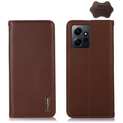 For Xiaomi Redmi Note 12 4G Global KHAZNEH Nappa Top Layer Cowhide Leather Phone Case(Brown) - Note 12 Cases by PMC Jewellery | Online Shopping South Africa | PMC Jewellery