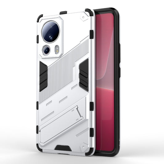 For Xiaomi 13 Lite Punk Armor 2 in 1 PC + TPU Shockproof Phone Case with Holder(White) - 13 Lite Cases by PMC Jewellery | Online Shopping South Africa | PMC Jewellery