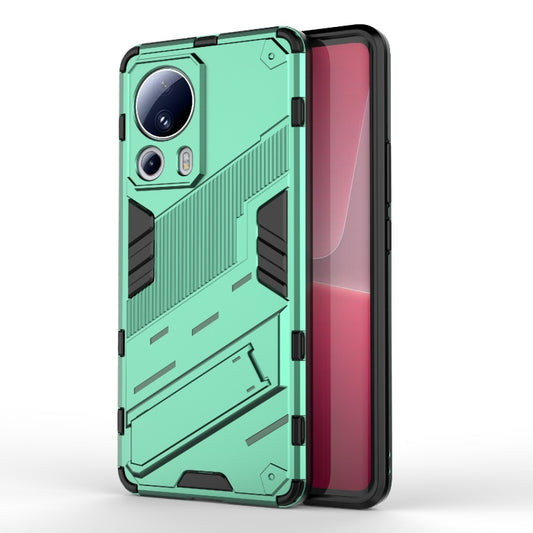 For Xiaomi 13 Lite Punk Armor 2 in 1 PC + TPU Shockproof Phone Case with Holder(Green) - 13 Lite Cases by PMC Jewellery | Online Shopping South Africa | PMC Jewellery