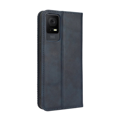 For TCL 408 Magnetic Buckle Retro Texture Leather Phone Case(Blue) - More Brand by PMC Jewellery | Online Shopping South Africa | PMC Jewellery