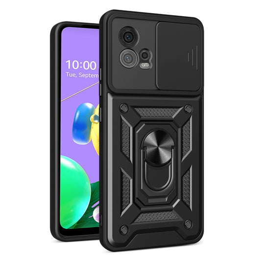 For Motorola Moto G72 Sliding Camera Cover Design TPU+PC Phone Case(Black) - Motorola Cases by PMC Jewellery | Online Shopping South Africa | PMC Jewellery