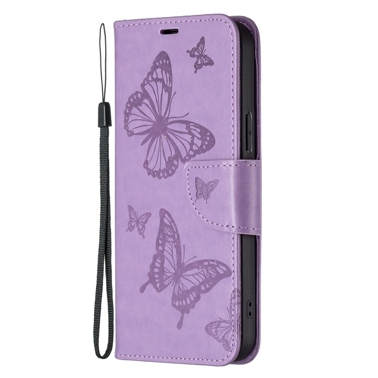 For Xiaomi Redmi Note 12 4G Global Two Butterflies Embossing Leather Phone Case(Purple) - Note 12 Cases by PMC Jewellery | Online Shopping South Africa | PMC Jewellery