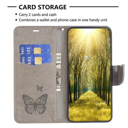 For Xiaomi Redmi Note 12 4G Global Two Butterflies Embossing Leather Phone Case(Grey) - Note 12 Cases by PMC Jewellery | Online Shopping South Africa | PMC Jewellery