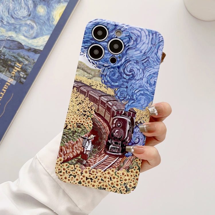 For iPhone 11 Precise Hole Oil Painting Glossy PC Phone Case(Train) - iPhone 11 Cases by PMC TechLife | Online Shopping South Africa | PMC TechLife