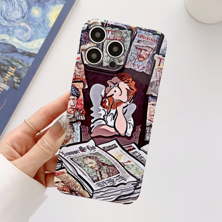 For iPhone 11 Pro Max Precise Hole Oil Painting Glossy PC Phone Case(Newspaper) - iPhone 11 Pro Max Cases by PMC Jewellery | Online Shopping South Africa | PMC Jewellery