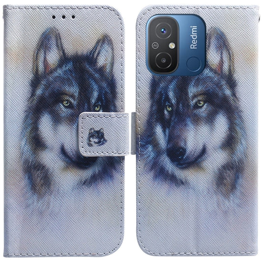 For Xiaomi Redmi 12C / 11A Coloured Drawing Flip Leather Phone Case(White Wolf) - Xiaomi Cases by PMC Jewellery | Online Shopping South Africa | PMC Jewellery