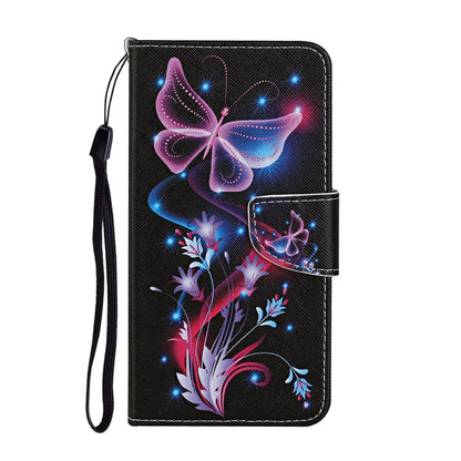 For Xiaomi Redmi 12C Colored Drawing Pattern Flip Leather Phone Case(Fluorescent Butterfly) - Xiaomi Cases by PMC Jewellery | Online Shopping South Africa | PMC Jewellery